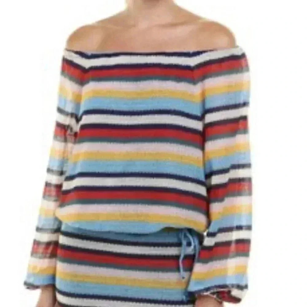 Parker Knit Top Women's Striped Off Shoulder Sweater Small NEW. 439